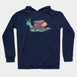 Snail with Tree Stump Shell Hoodie